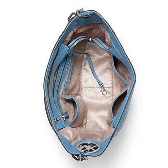 NWT Michael Kors Fulton MD Slouchy Shoulder Sky Blue Handbag 30H5SFTL2L - Picture 3 of 4